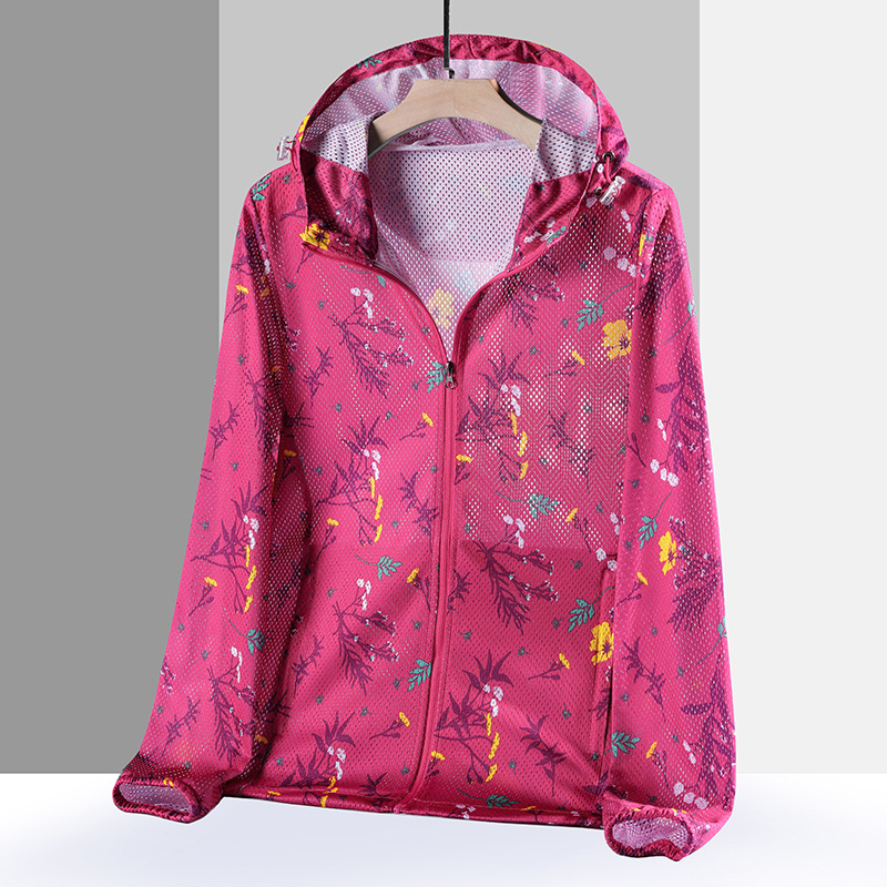Áo khoác chống nắng hồng in hoa 1886 size 4XL
