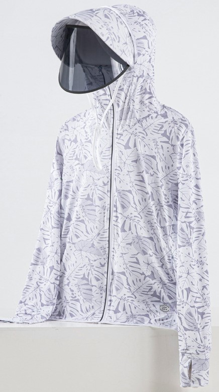 Áo khoác chống nắng trắng họa tiết kèm kính size 4XL