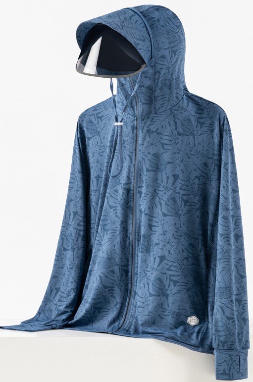 Áo khoác chống nắng xanh đậm họa tiết kèm kính size 4XL