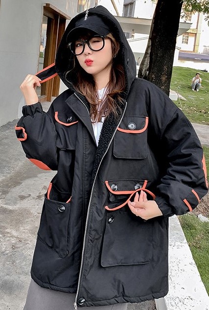 Áo khoác dù đen lót lông dáng dài XCX106 size lớn