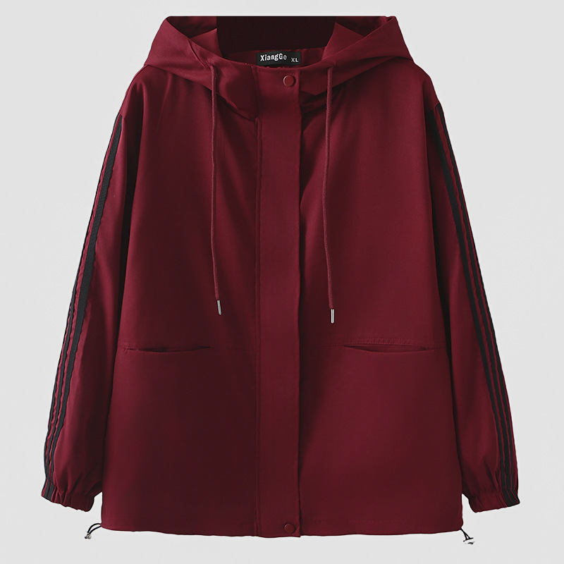Áo khoác dù đỏ đô tay viền sọc XA901 size 4XL