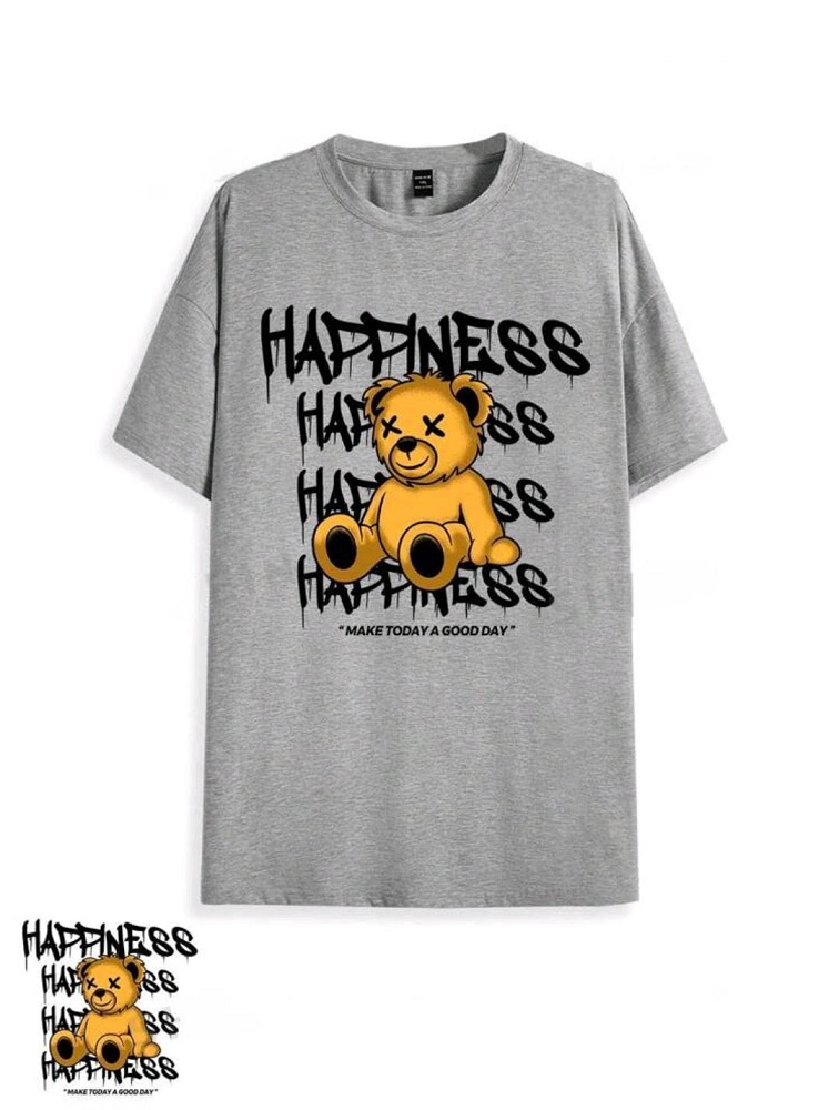 Áo thun xám hình gấu HAPPINESS size 4XL