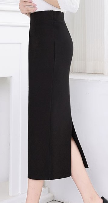 Chân váy thun đen dài xẻ sau 801 size lớn