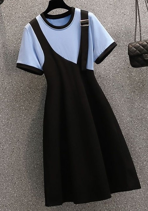 Đầm kiểu yếm đen xanh 10850 size lớn