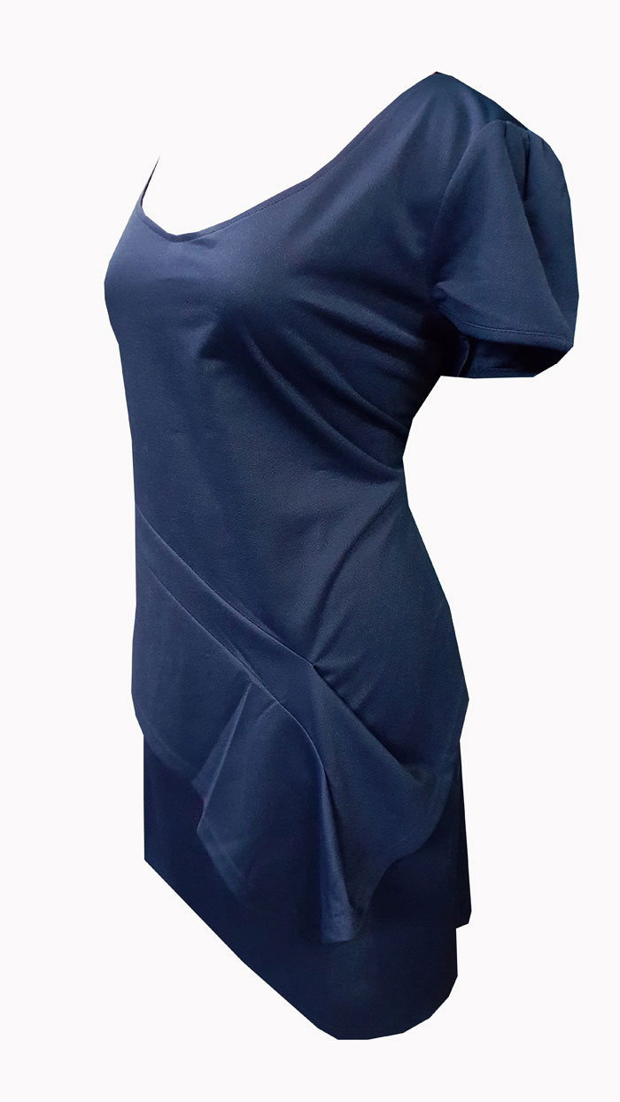 Đầm thun xanh đậm kiểu peplum vạt xéo size 3XL