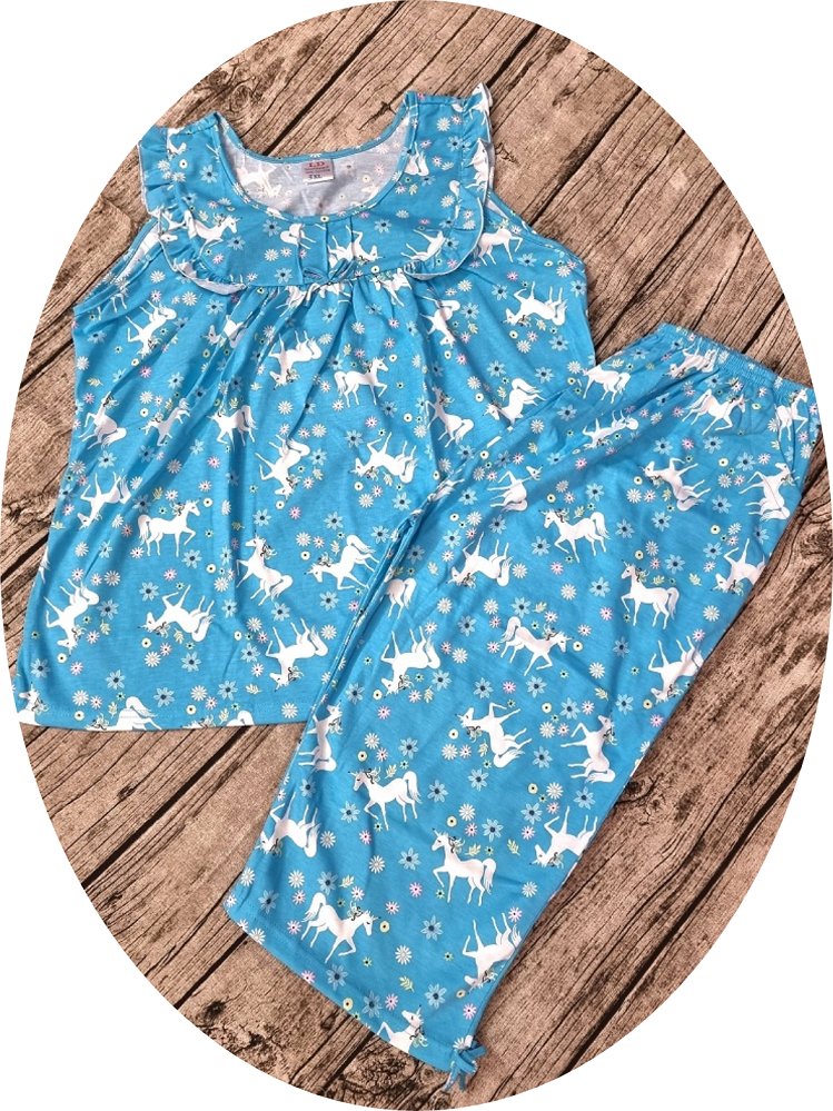 Đồ bộ thun hoa xanh tay cánh tiên quần lửng mẫu 17595 size 5XL