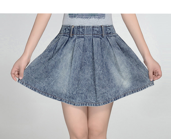 Váy jean wash form ngắn lưng thun xếp  ly size 4XL